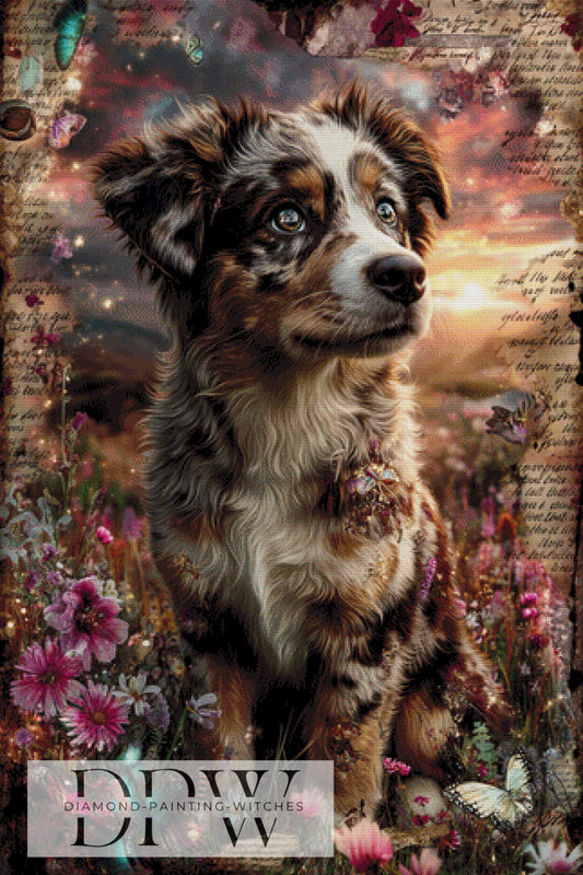 Vintage Australian Sheperd by ellufija 80x120cm mit 260 Farben DPW-3679