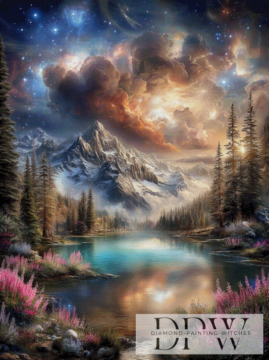 See am Berg I by Elly_A.I. 80x120cm mit 280 Farben DPW-3680