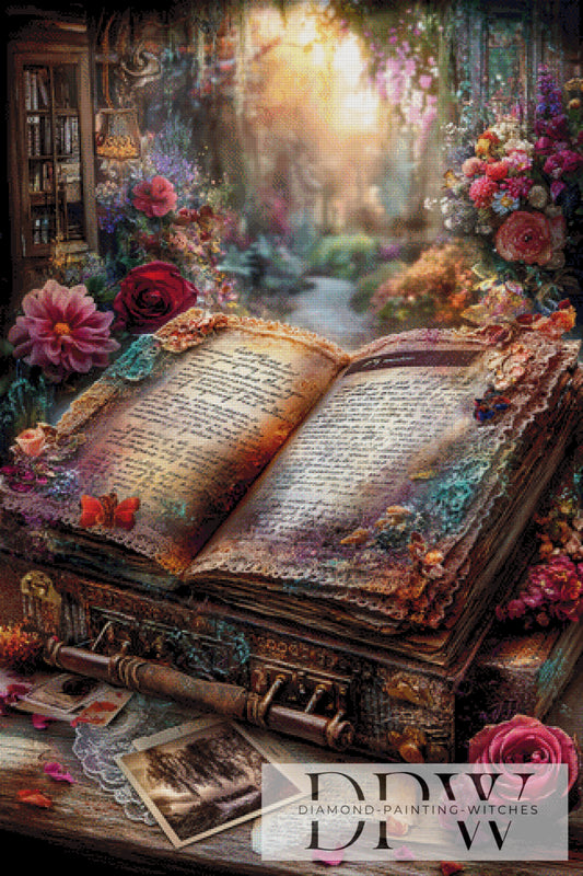 Vintage Zeit der Blüten by ellufija 80x120cm mit 320 Farben DPW-3693