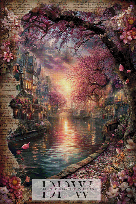 Vintage Kirschblüte by ellufija 80x120cm mit 240 Farben DPW-3720