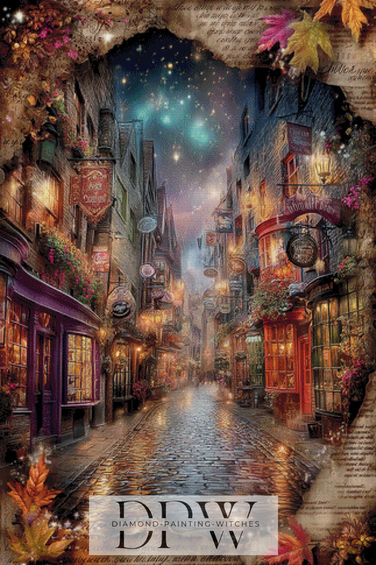 Vintage Hexengasse by ellufija 80x120cm mit 260 Farben DPW-3721