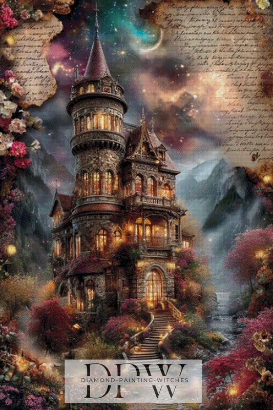 Vintage Hexenschloss by ellufija 80x120cm mit 260 Farben DPW-3723