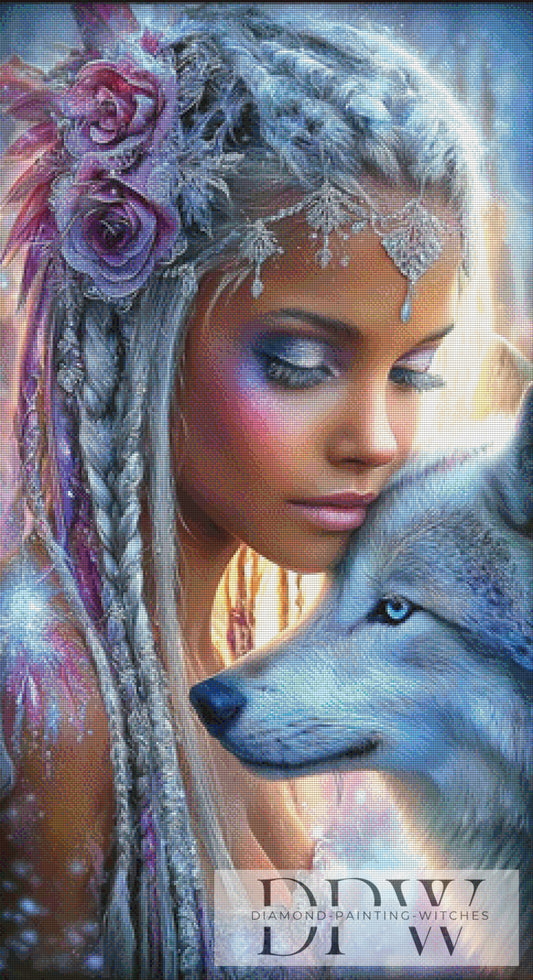 Hüterin des weissen Wolfs by Elly.A.I. 60x110cm mit 220 Farben DPW-3782