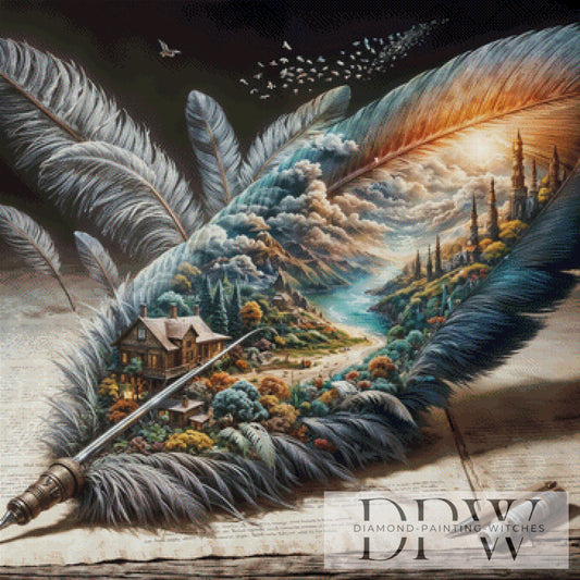 Landscape in a Feather by Pixxel Pics 90x90cm mit 200 Farben DPW-3797