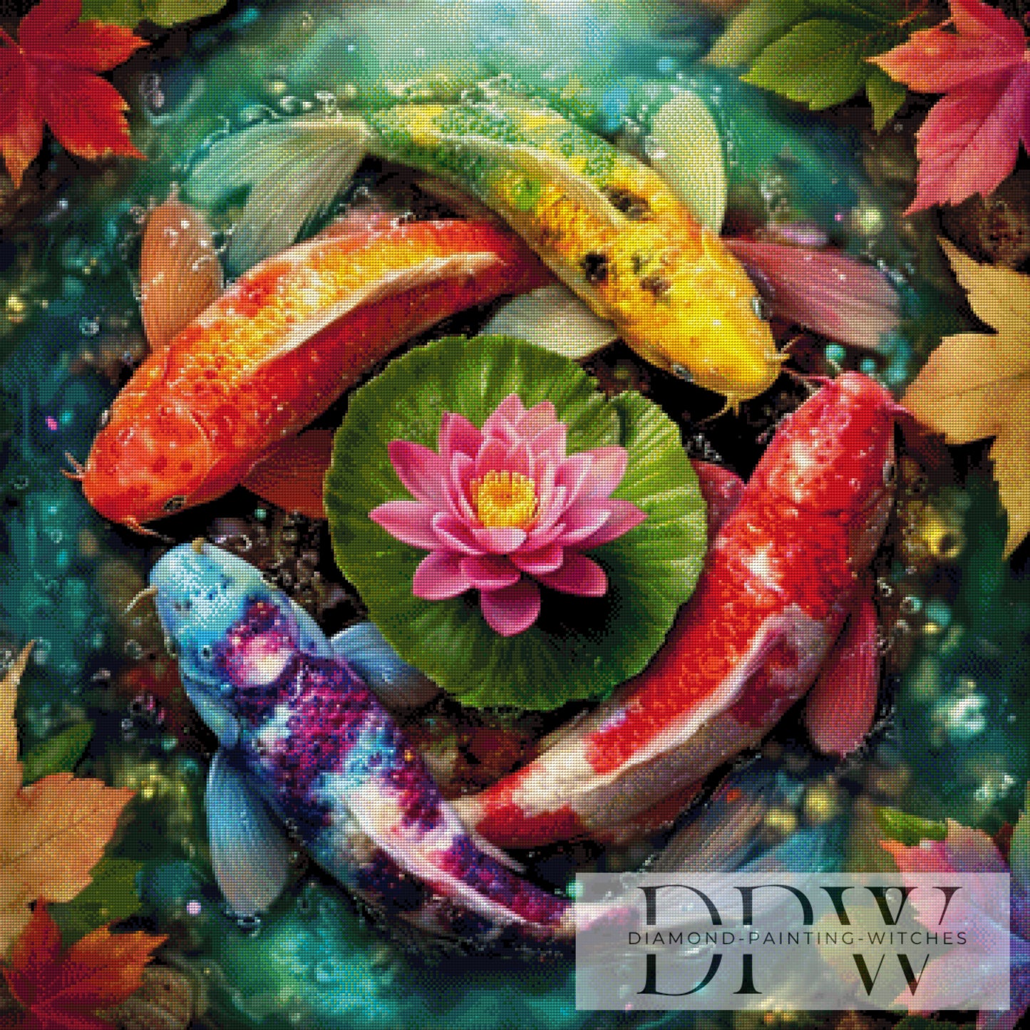 Lotusreigen by QN 90x90cm mit 370 Farben DPW-3803