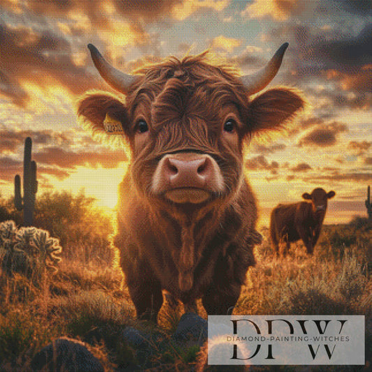 Sunset Moo by ellufija 80x80cm mit 130 Farben DPW-3825
