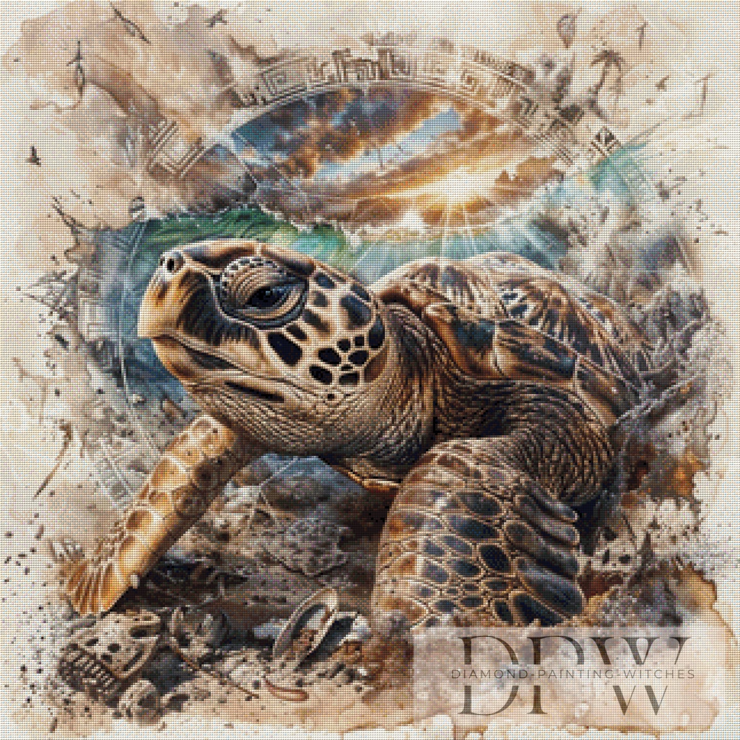 Sandy Turtle by ellufija 80x80cm mit 160 Farben DPW-3826