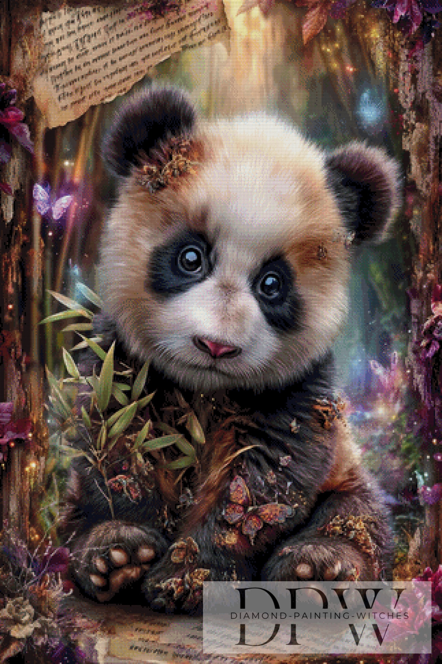 Vintage Panda by ellufija 80x120cm mit 220 Farben DPW-3841