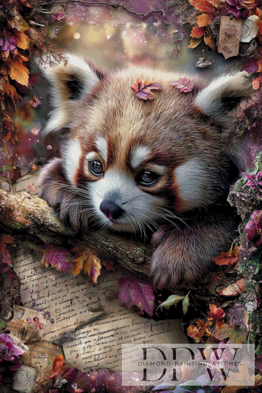 Vintage Roter Panda by ellufija 80x120cm mit 270 Farben DPW-3846