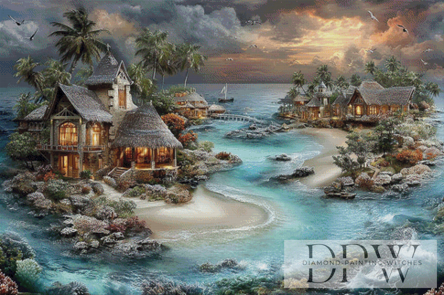 Lagunen Idyll by Elly_A.I. 120x80cm mit 220 Farben DPW-3850