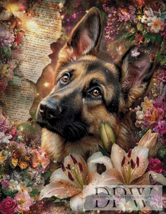Vintage Schäferhund by ellufija 70x90cm mit 230 Farben DPW-3857