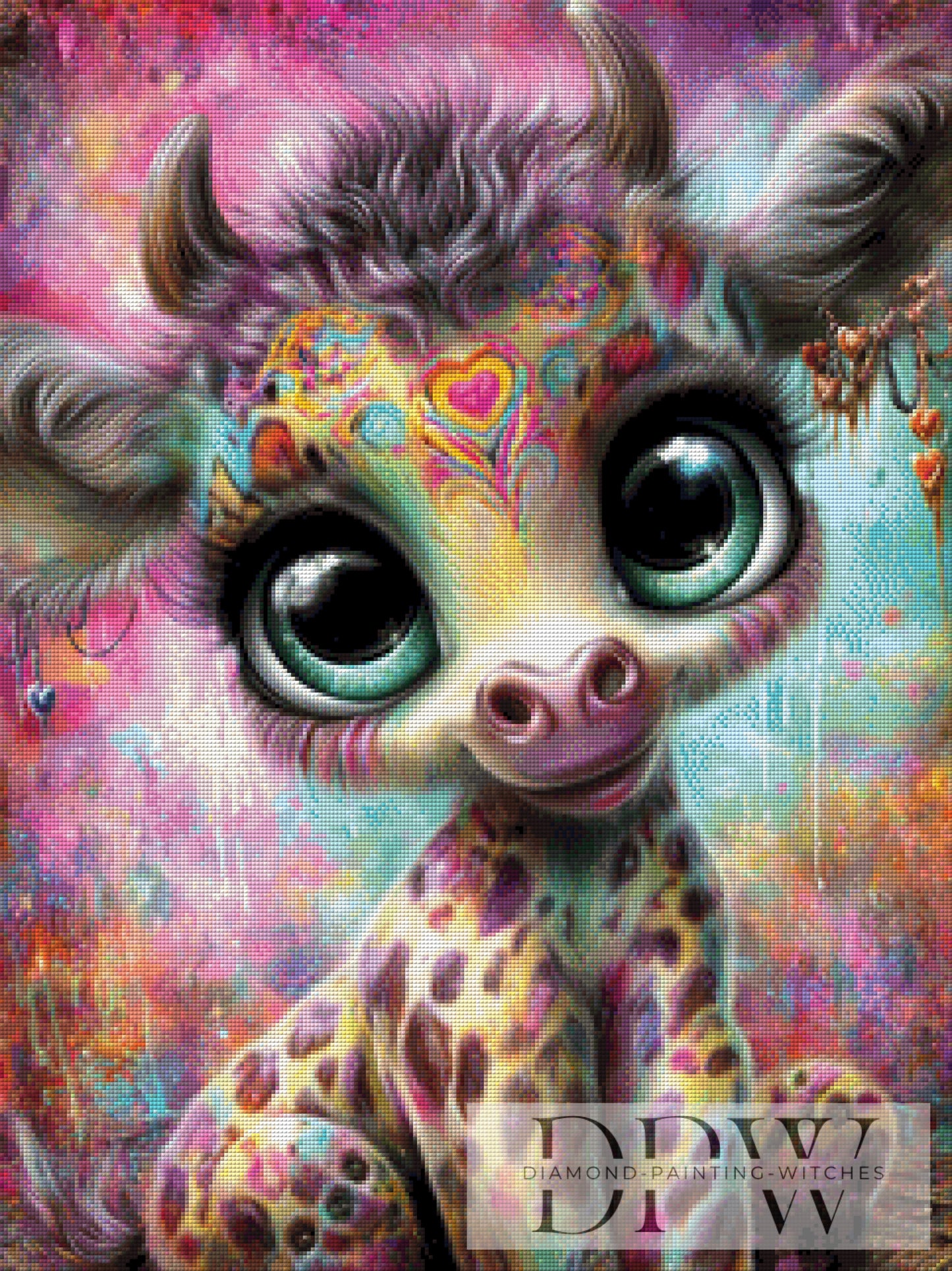 Bunte Giraffe by Elly_A.I. 60x80cm mit 290 Farben DPW-3861