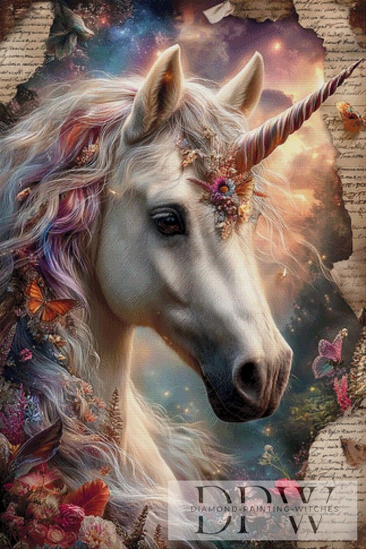 Vintage Einhorn by ellufija 80x120cm mit 250 Farben DPW-3864