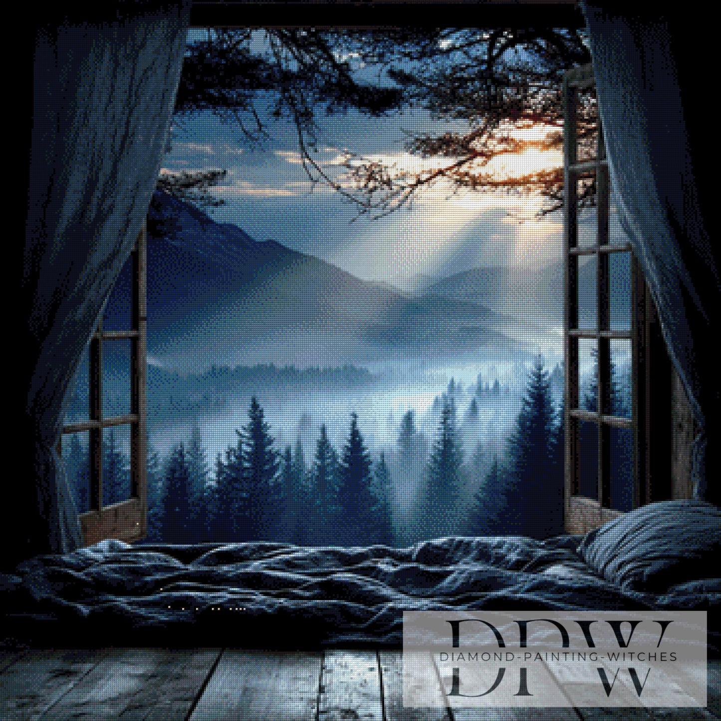 Fenster zur Nacht by theA.art 90x90cm mit 160 Farben DPW-3881