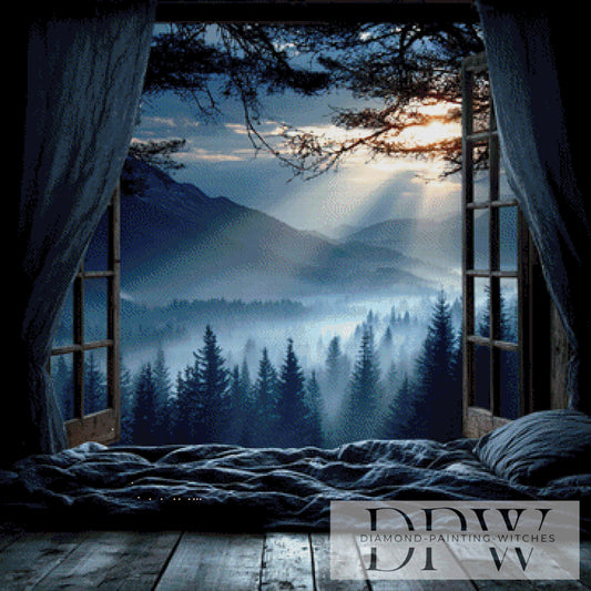 Fenster zur Nacht by theA.art 90x90cm mit 160 Farben DPW-3881