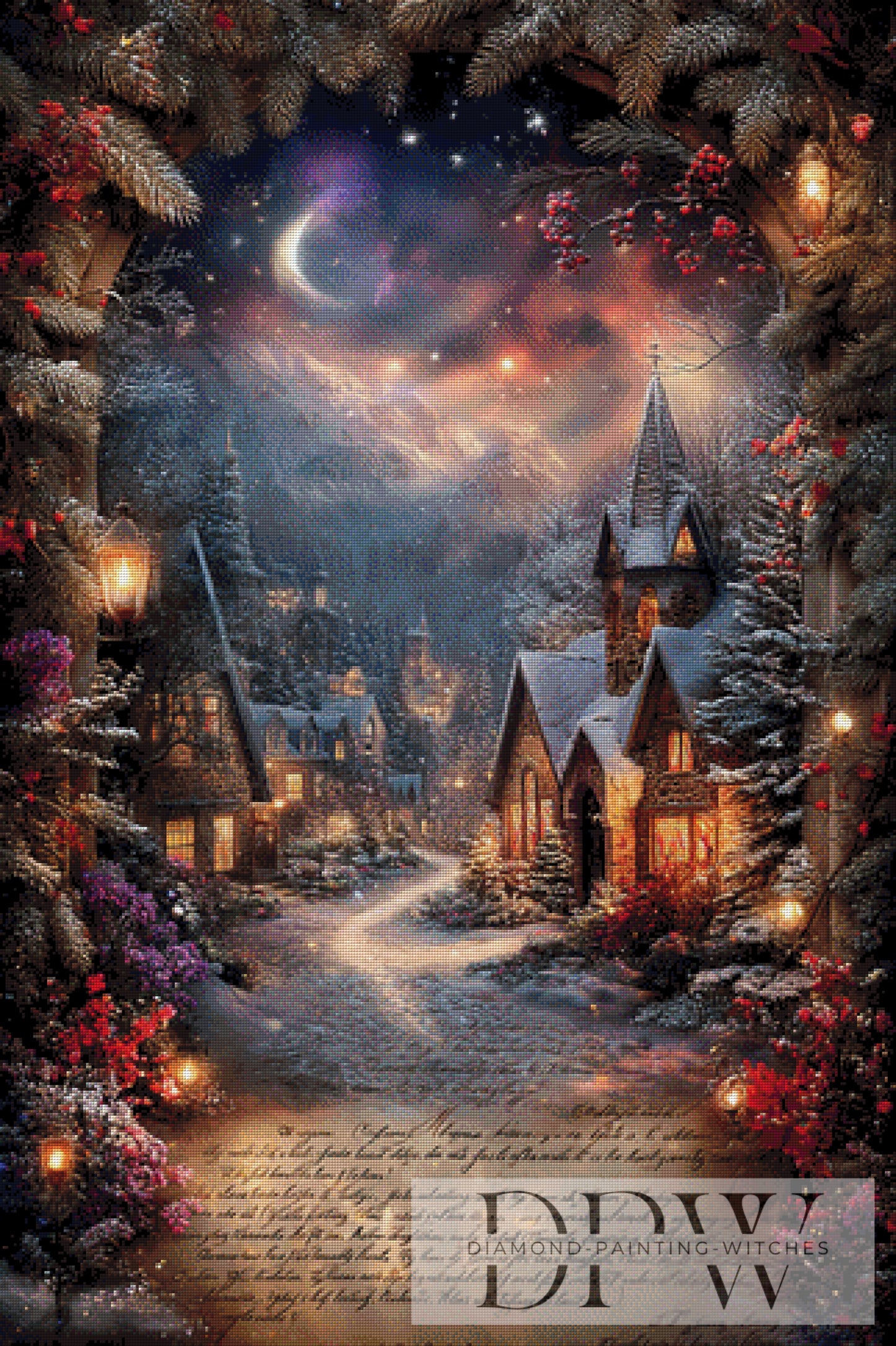 Vintage Weihnachtsdorf by ellufija 80x120cm mit 240 Farben DPW-3904