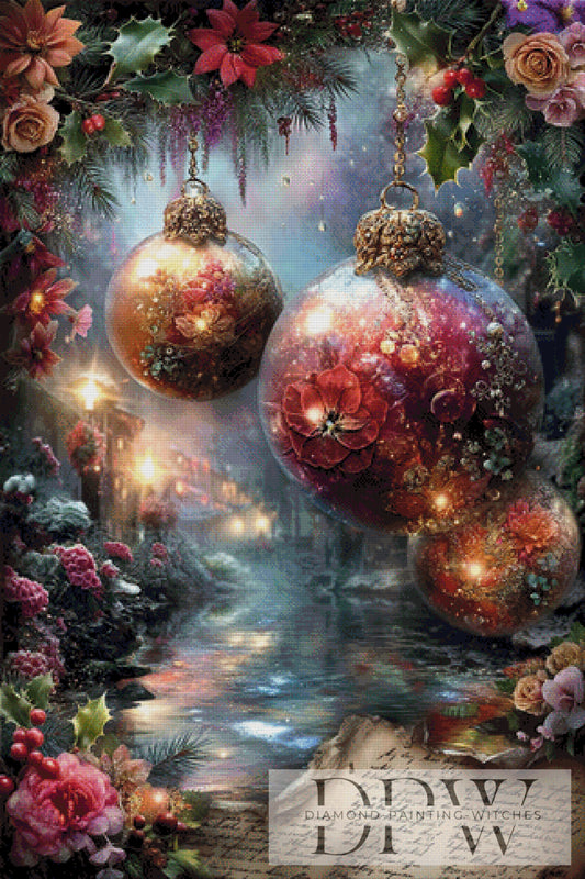 Vintage Weihnachtskugeln by ellufija 80x120cm mit 310 Farben DPW-3905