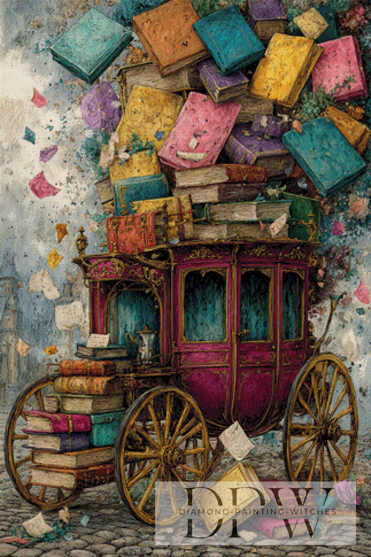 Bücherkutsche by Moonlight 80x120cm mit 270 Farben DPW-3962