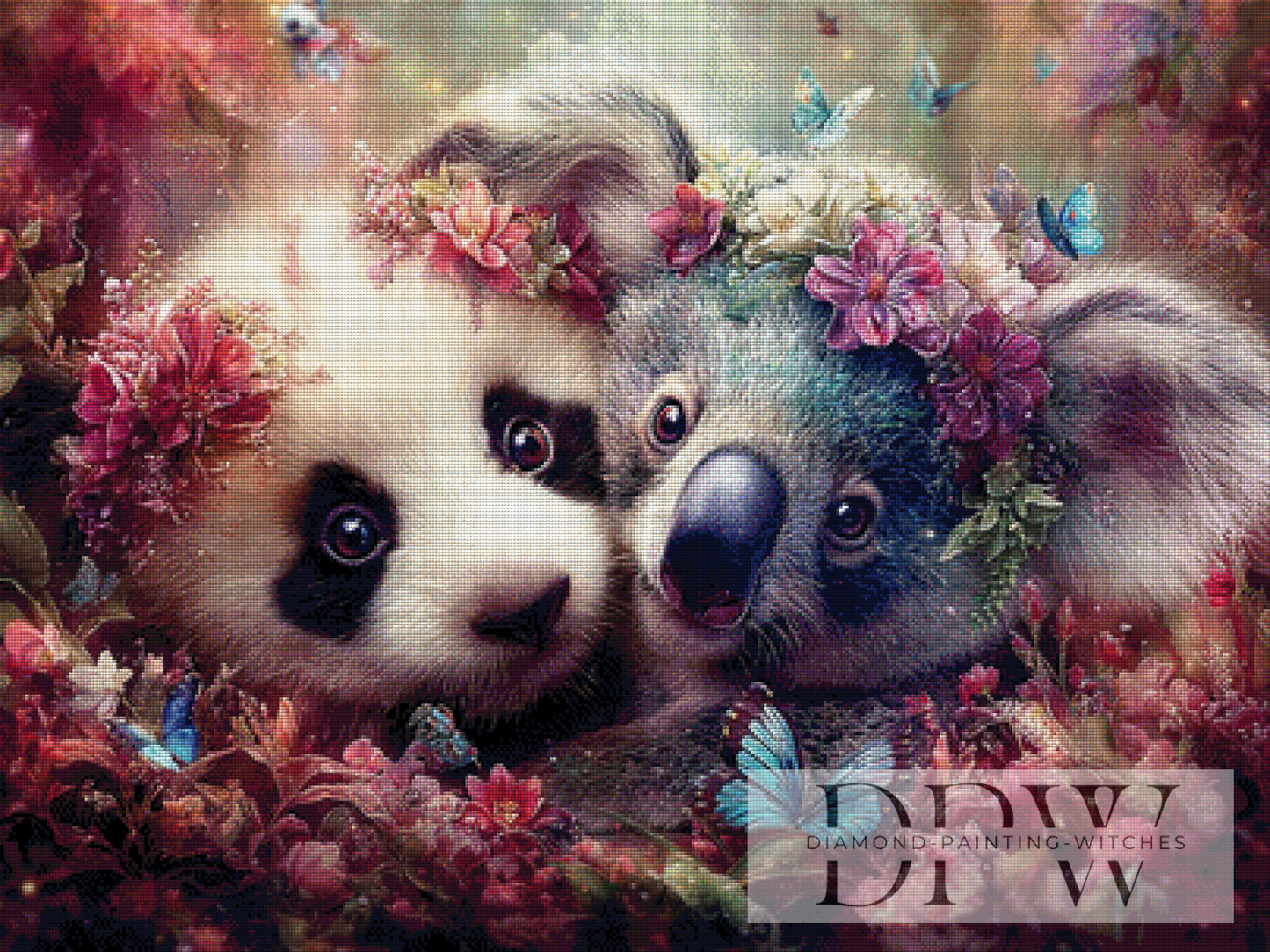 Blütenbär & Kuschelkoala by ellufija 100x75cm mit 280 Farben DPW-3970