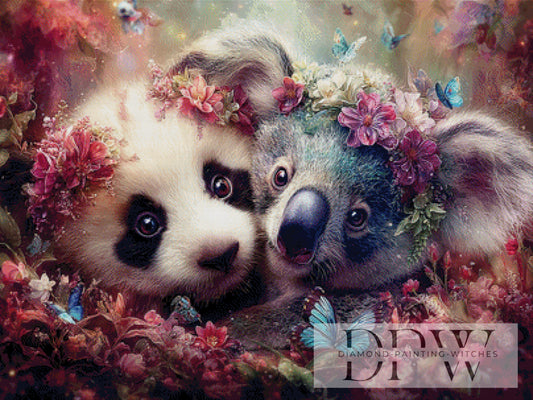 Blütenbär & Kuschelkoala by ellufija 100x75cm mit 280 Farben DPW-3970