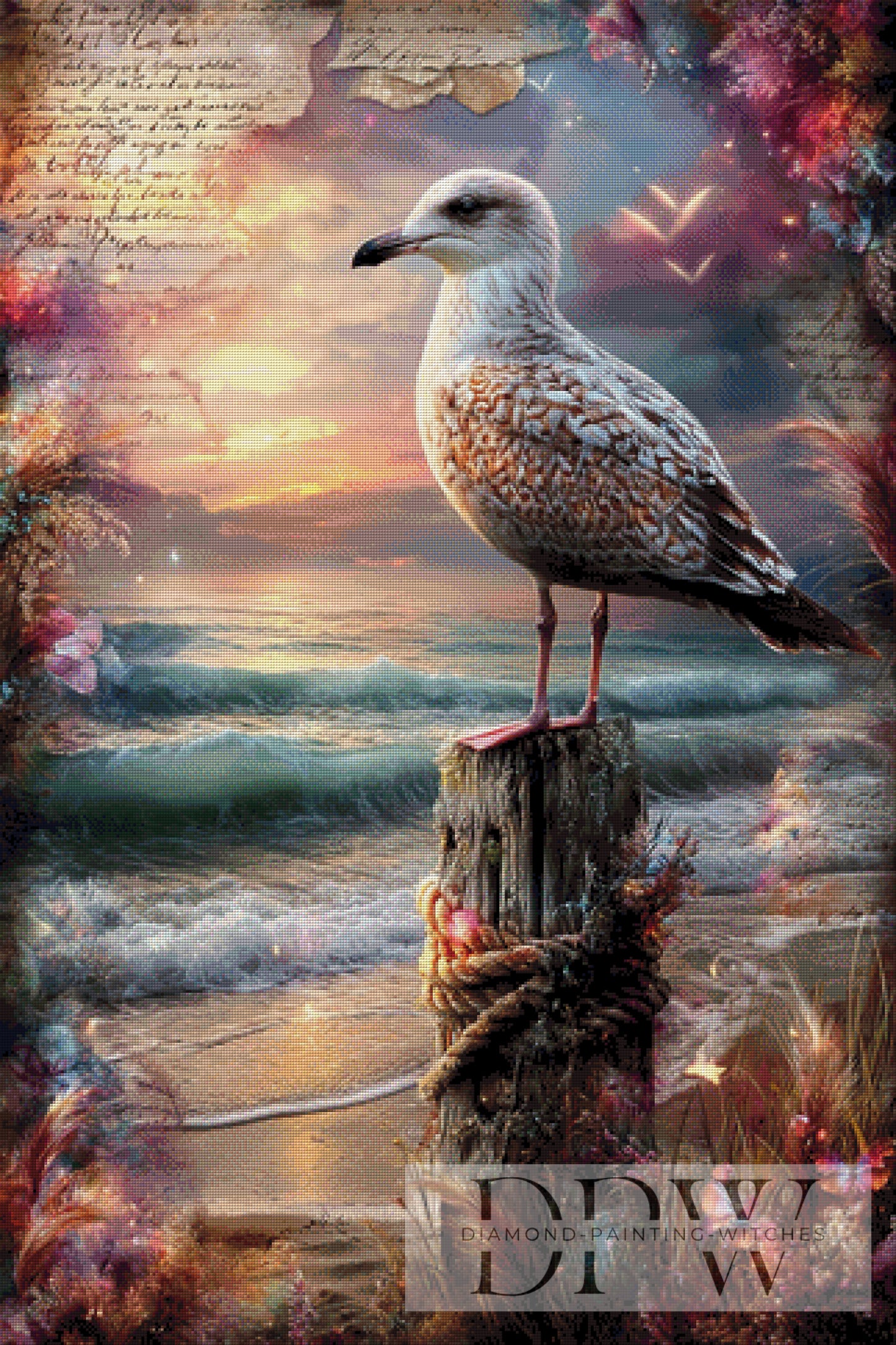 Vintage Möwe by ellufija 80x120cm mit 250 Farben DPW-3976