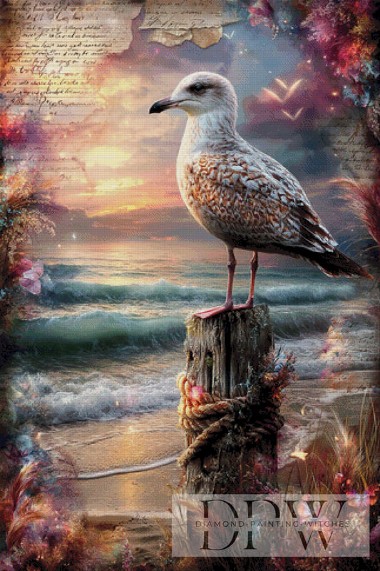 Vintage Möwe by ellufija 80x120cm mit 250 Farben DPW-3976