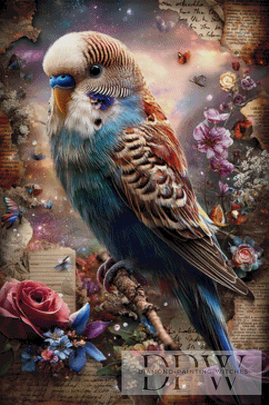 Vintage Wellensittich by ellufija 60x90cm mit 260 Farben DPW-3978