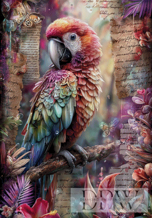 Vintage Papagei by ellufija 70x100cm mit 300 Farben DPW-3982