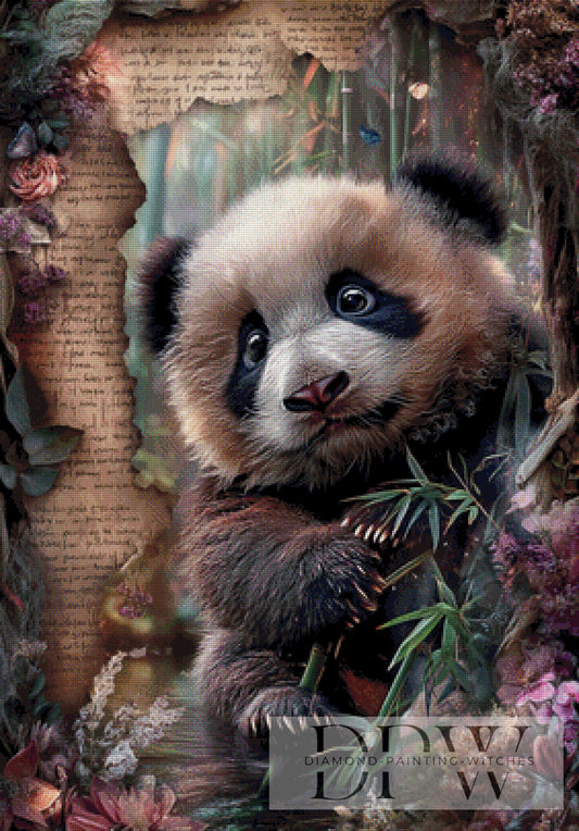 Vintage Pandabärchen by ellufija 70x100cm mit 180 Farben DPW-3985