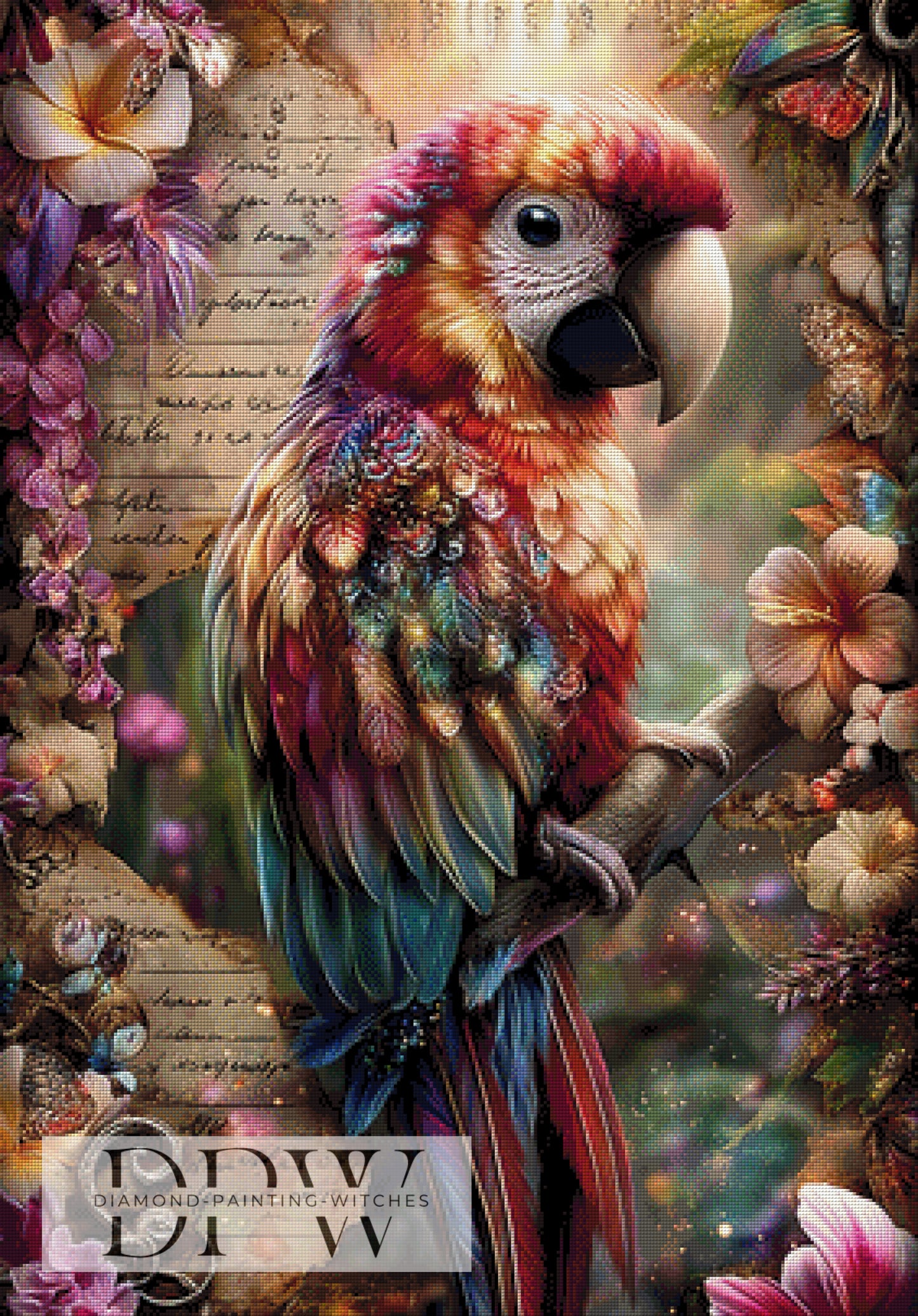 Vintage Bunter Papagei by ellufija 70x100cm mit 300 Farben DPW-3988