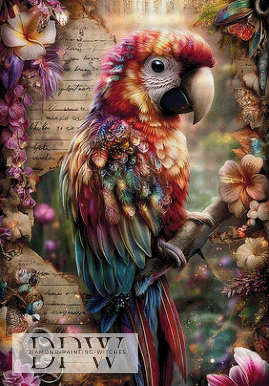 Vintage Bunter Papagei by ellufija 70x100cm mit 300 Farben DPW-3988