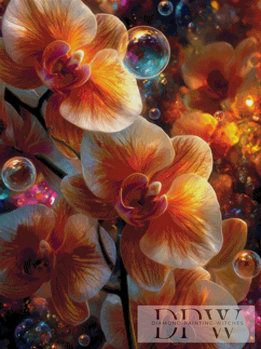 Orange Orchids by CreatiVart 60x80cm mit 250 Farben DPW-398