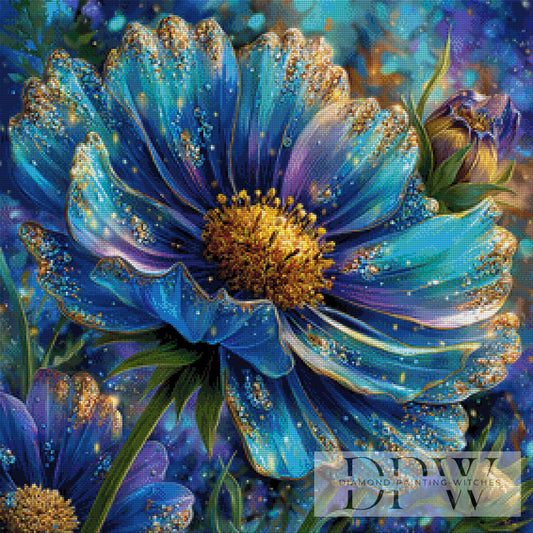 Blaue Blüte by CreatiVart 70x70cm mit 290 Farben DPW-4028