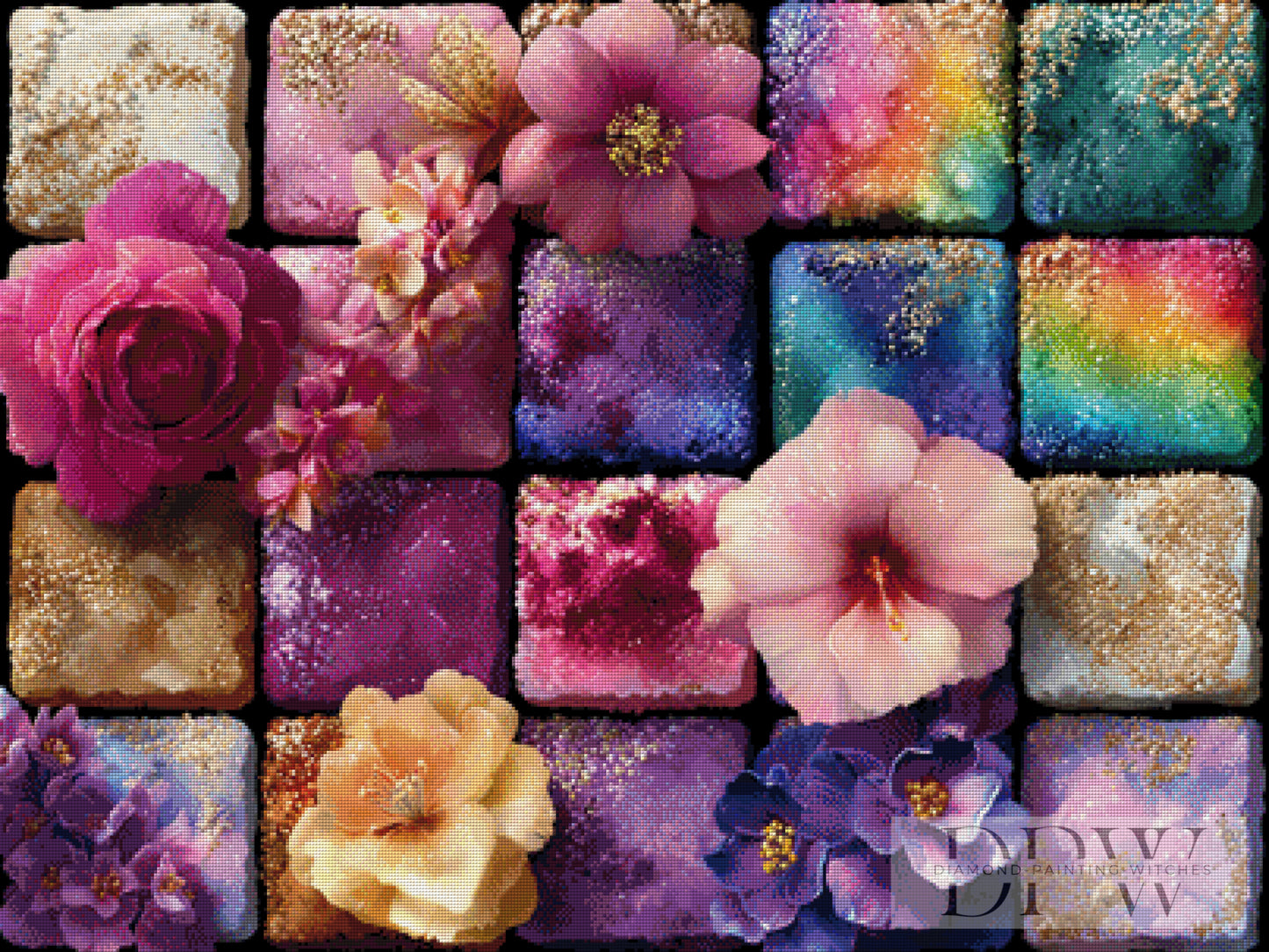 Blumenmosaik by theA.art 100x75cm mit 380 Farben DPW-4072