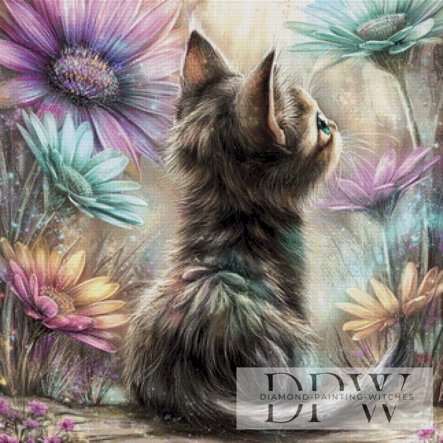 Die Katze im Farbenmeer by Elly_A.I. 80x80cm mit 210 Farben DPW-4092