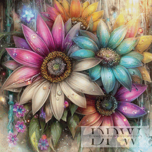 Märchenblumen by Elly_A.I. 80x80cm mit 320 Farben DPW-4093
