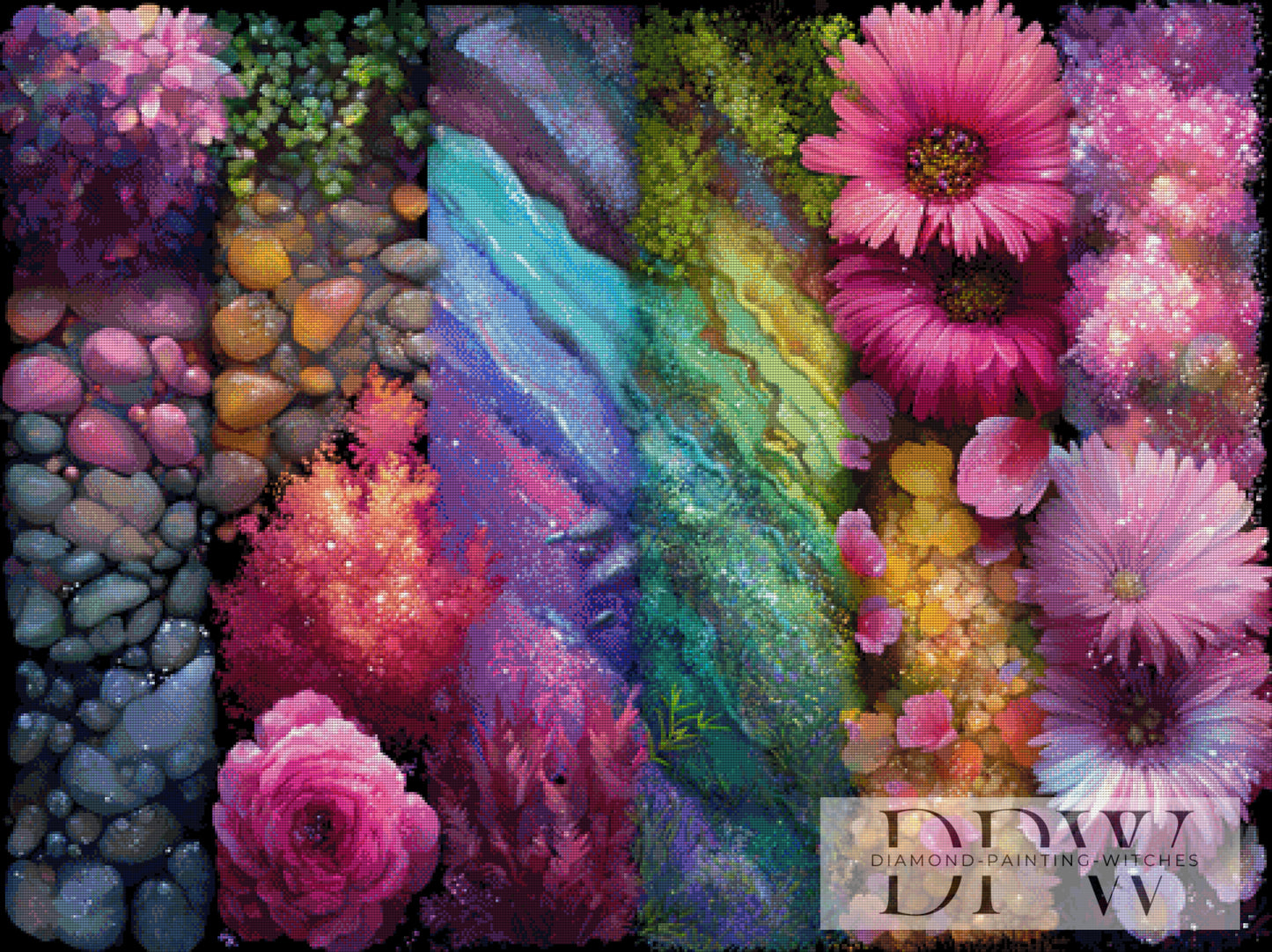 Blumenmosaik II by theA.art 120x90cm mit 380 Farben DPW-4121
