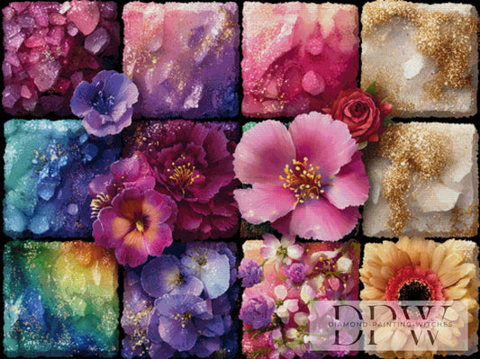 Blumenmosaik III by theA.art 120x90cm mit 400 Farben DPW-4122