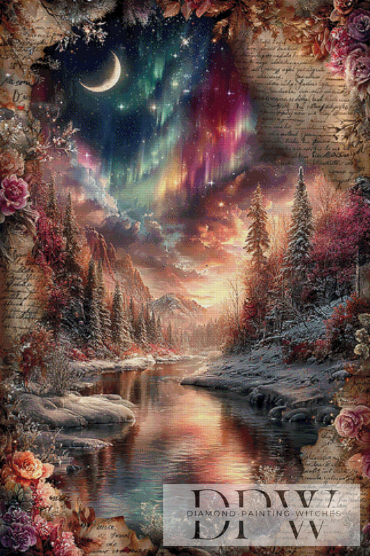 Vintage Winterwald by ellufija 80x120cm mit 230 Farben DPW-4193