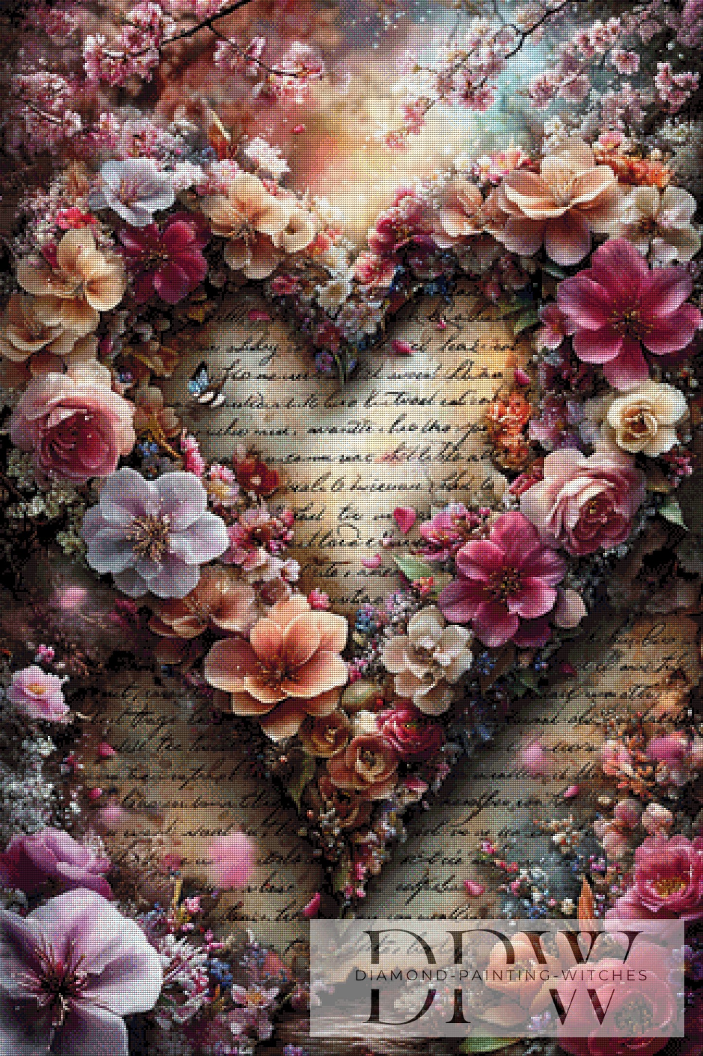 Vintage Blumenherz by ellufija 80x120cm mit 300 Farben DPW-4194