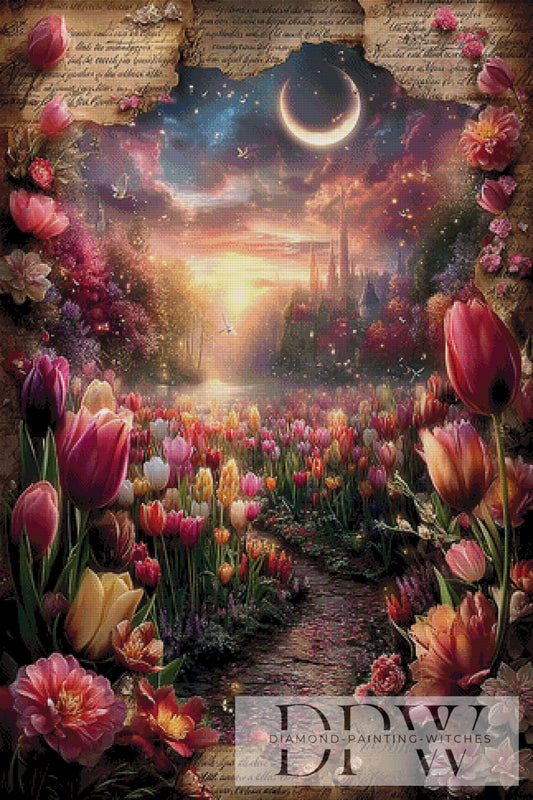 Vintage Tulpenfeld by ellufija 80x120cm mit 270 Farben DPW-4197