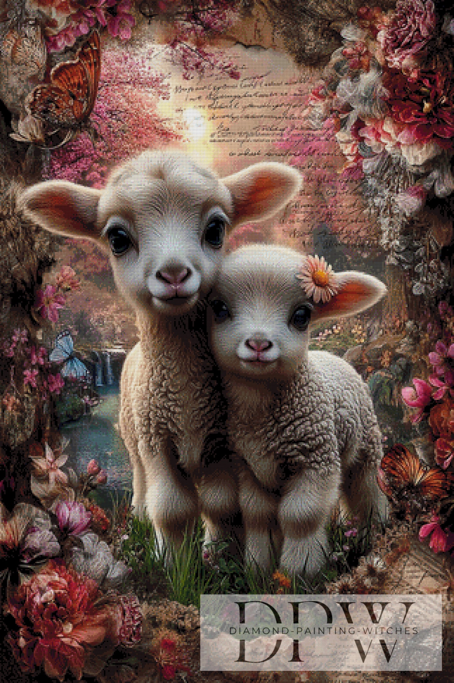 Vintage Lämmchen by ellufija 80x120cm mit 220 Farben DPW-4198