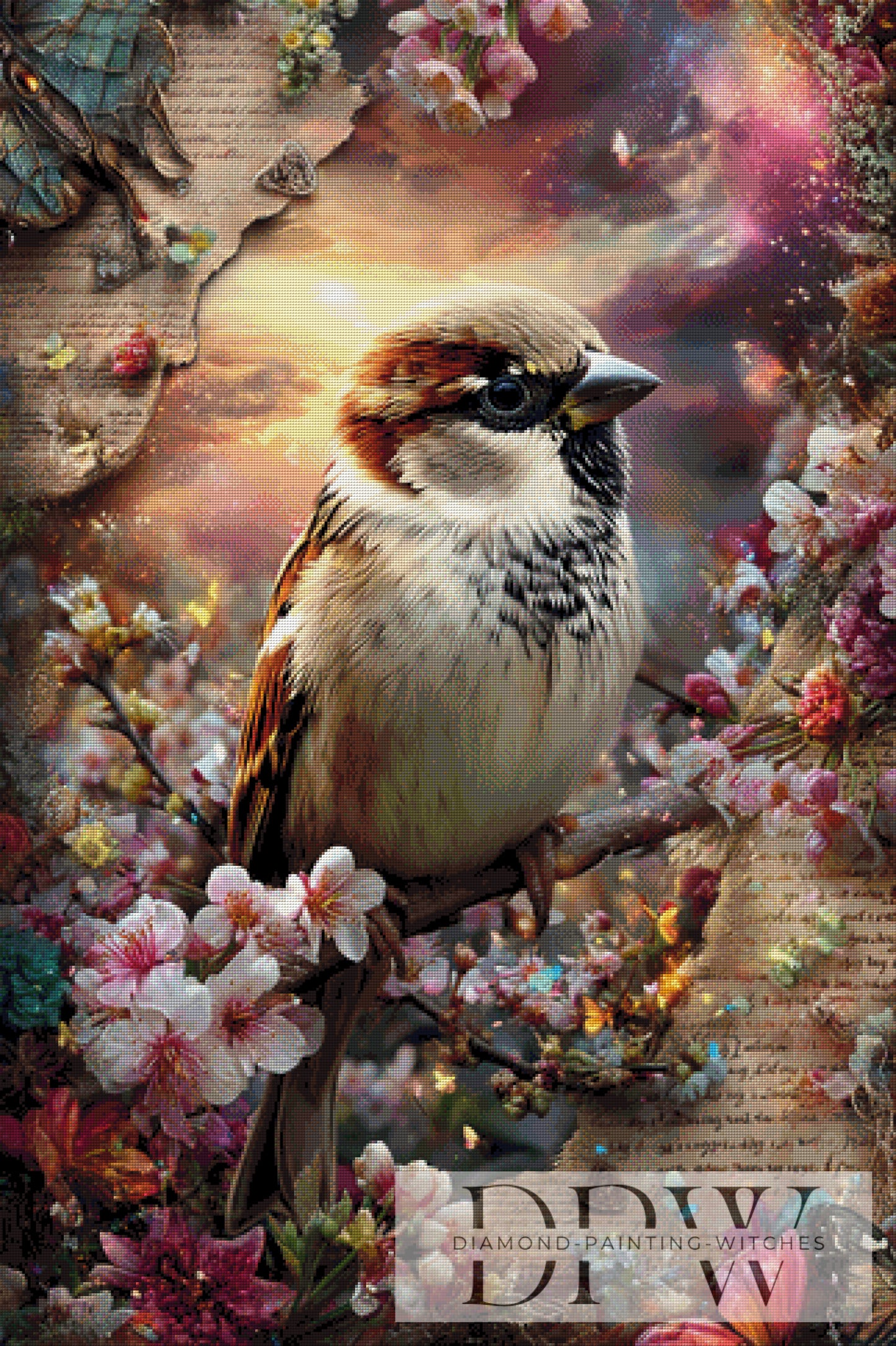 Vintage Piepvogel by ellufija 80x120cm mit 300 Farben DPW-4200