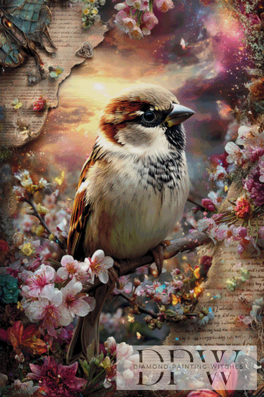 Vintage Piepvogel by ellufija 80x120cm mit 300 Farben DPW-4200