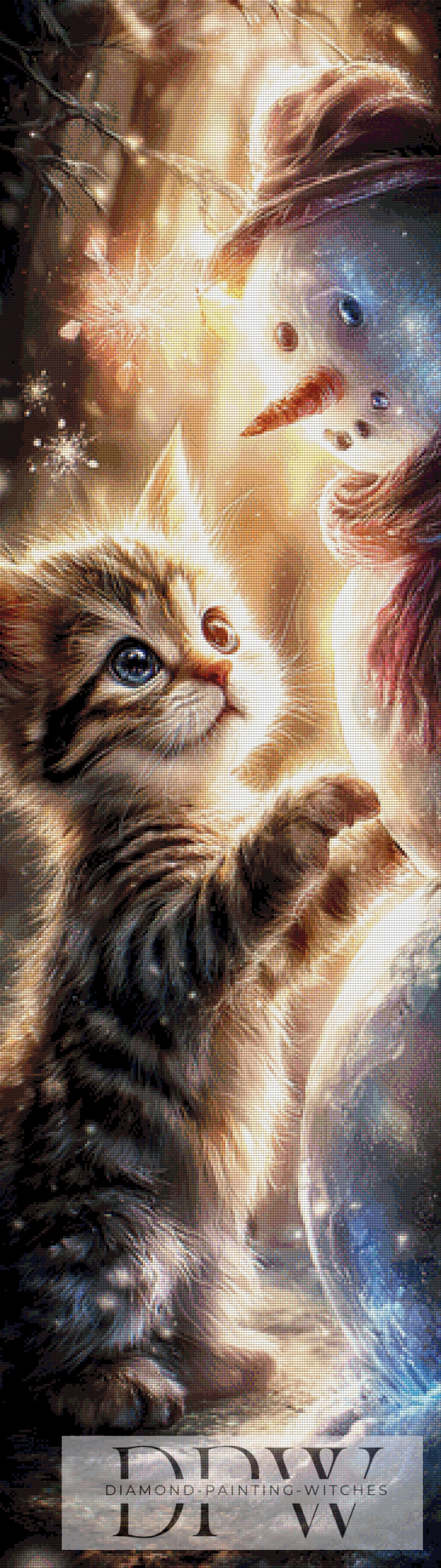 Die Katze und der Schneemann by ellufija 45x160cm mit 210 Farben DPW-4210