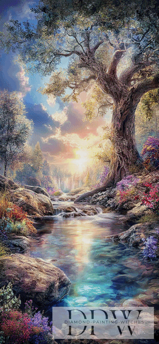 Frühling am Bach by ellufija 65x140cm mit 280 Farben DPW-4213