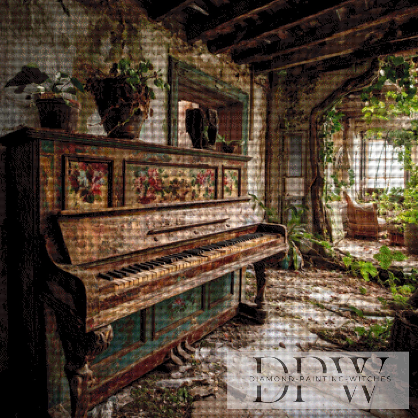 Verlorenes Klavier by ellufija 90x90cm mit 180 Farben DPW-4217