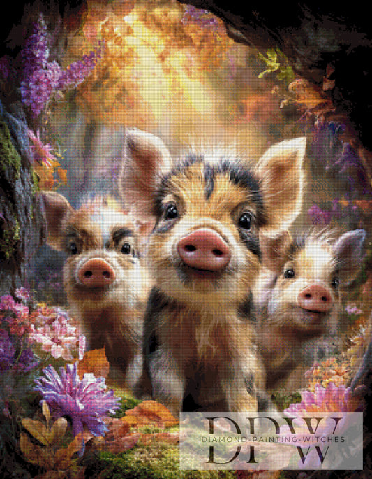 Ferkel im Glück by Maggie 70x90cm mit 260 Farben DPW-4239