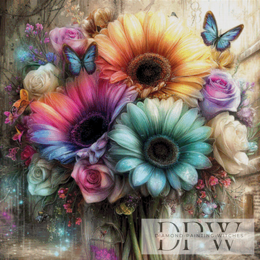 Traumhafte Blumen by Elly_A.I. 80x80cm mit 300 Farben DPW-4284