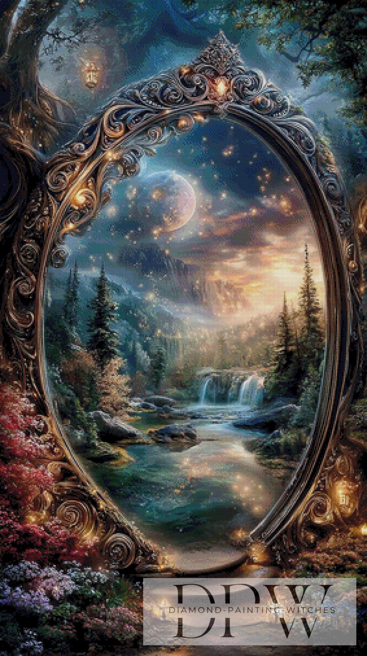 Verwunschener Spiegel by Elly_A.I. 70x125cm mit 230 Farben DPW-4293